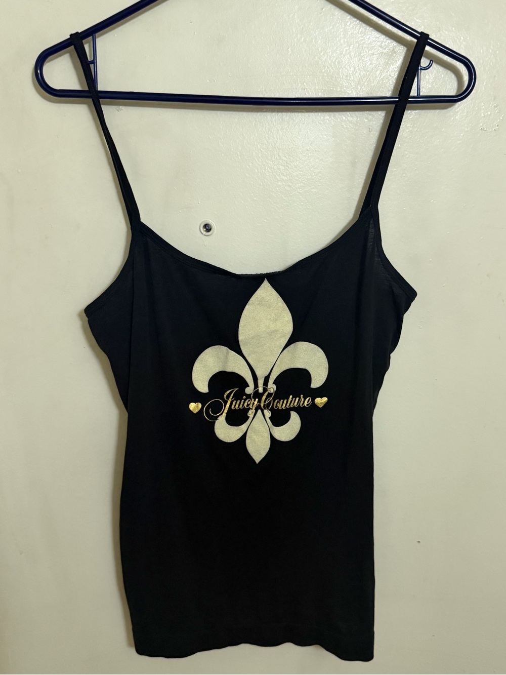 Women’s Juicy Couture Fleur De Lis Black White Logo Tank Top Medium M